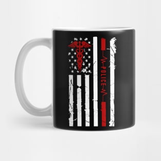 Police Heartbeat Flag American Mug